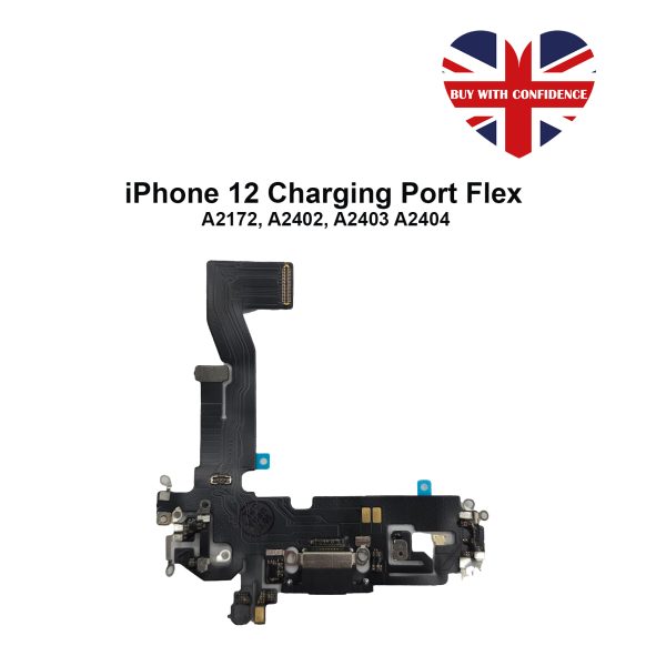 Apple iPhone 12 Charging Port Flex Cable Replacement Black (With Microphone)