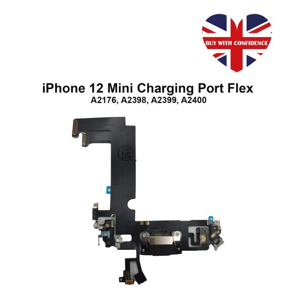 Apple iPhone 12 Mini Charging Port Flex Cable Replacement Black With Microphone