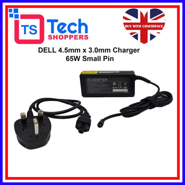 Dell AC Power Adapter Charger 65W 4.5mm X 3.0mm Small Pin